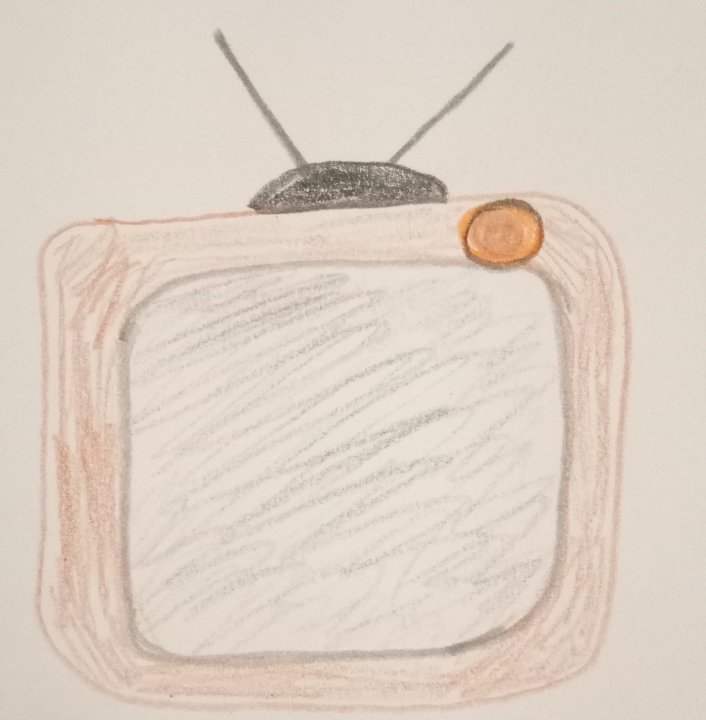 Sketch of a TV set with classic antennae